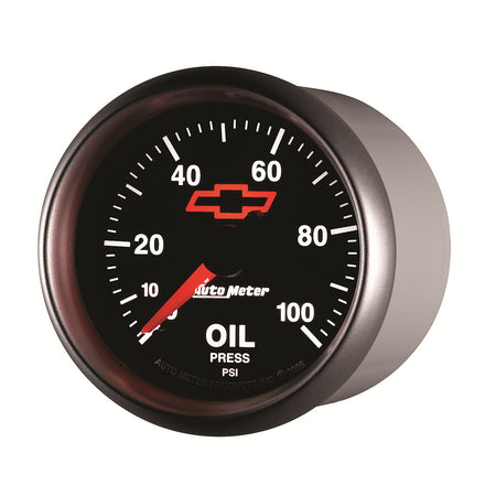 AutoMeter 3653-00406 - GAGE, OIL PRSSURE, 2 1/16", 100PSI, DIGTL STPPR MTR, CHEVY RED BOWTIE, BLACK 5