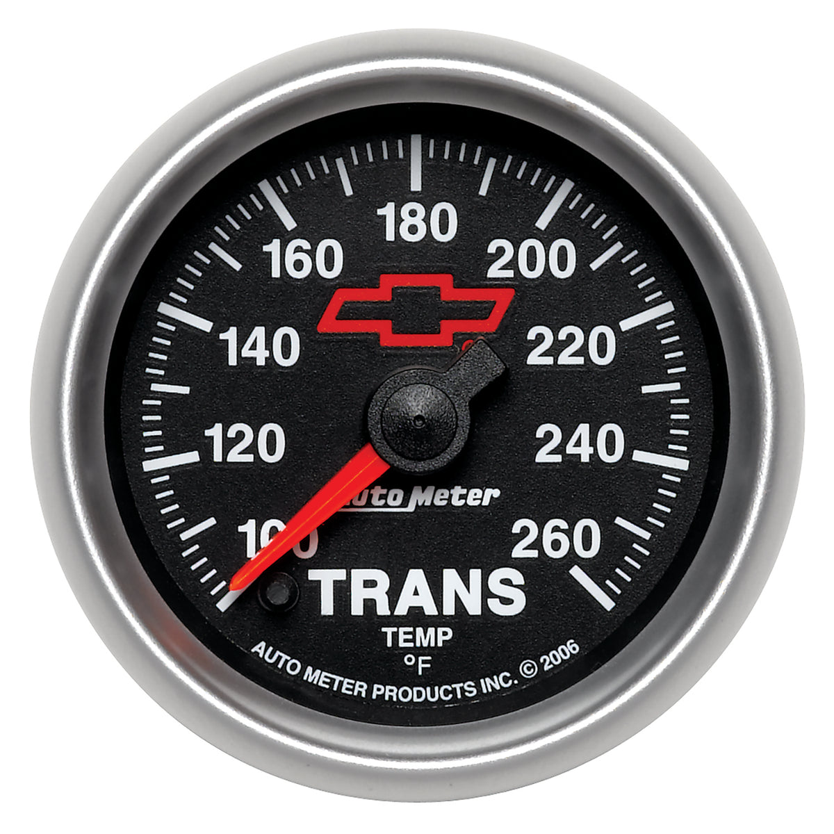 AutoMeter 3657-00406 - GAGE, TRANS. TEMP, 2 1/16", 100-260F, DIGTL STPPR MTR, CHEVY RED BOWTIE, BLACK 3