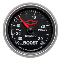 AutoMeter 3659-00406 - GAGE, VAC/BOOST, 2 1/16", 30INHG-30PSI, DIGTL STPPR MTR, CHEVY RED BOWTIE, BLACK 4