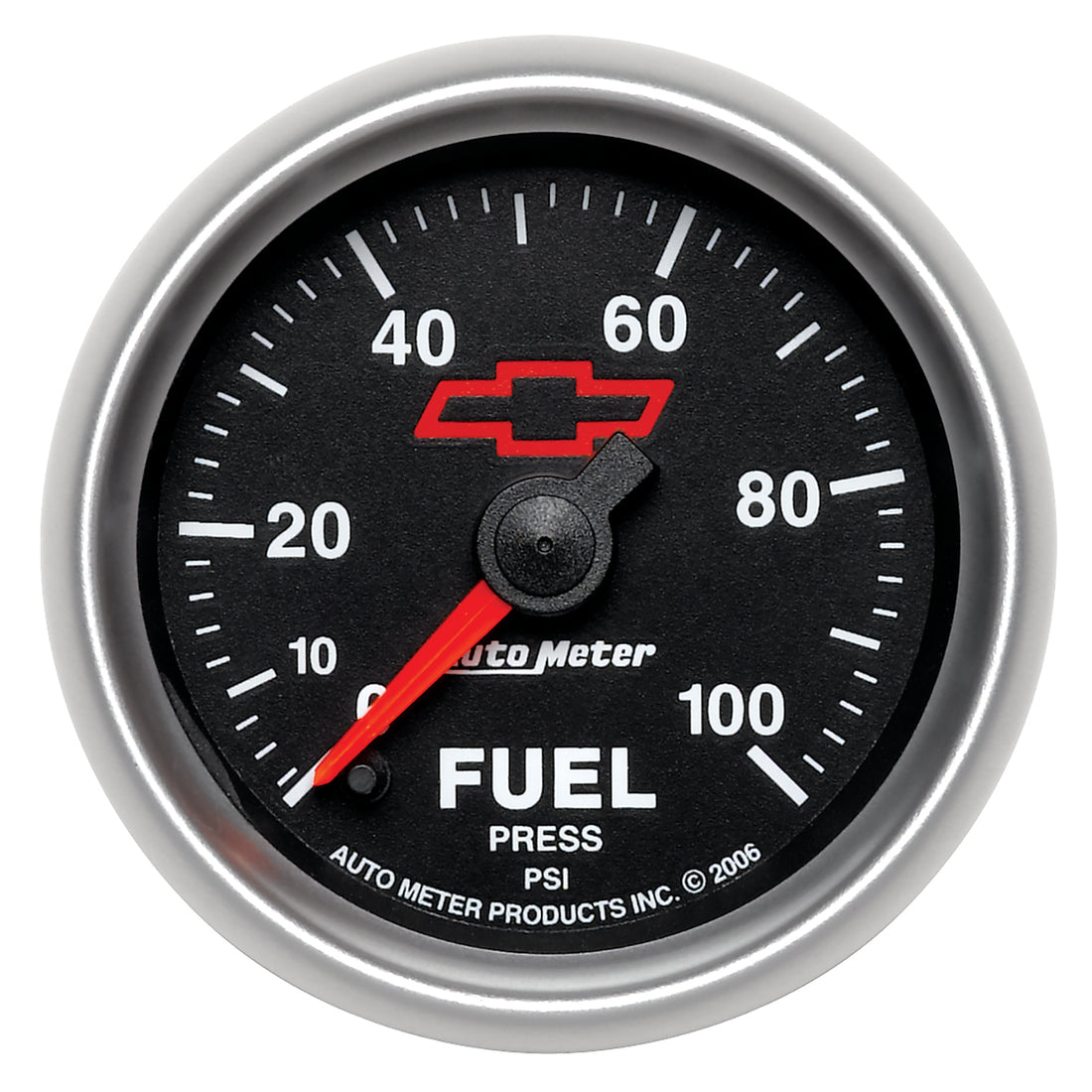 AutoMeter 3663-00406 - GAGE, FUEL PRSSURE, 2 1/16", 100PSI, DIGTL STPPR MTR, CHEVY RED BOWTIE, BLACK 3