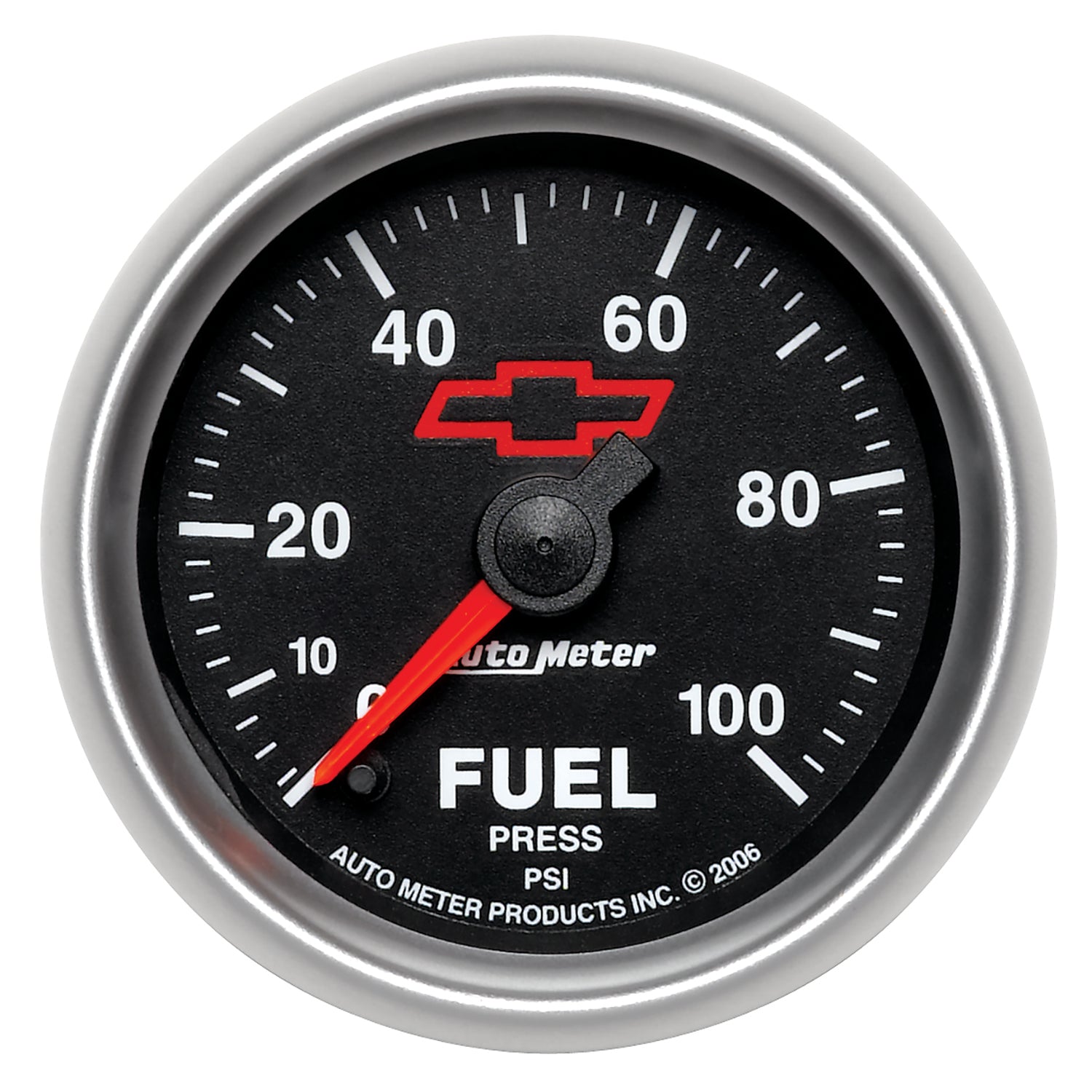 AutoMeter 3663-00406 - GAGE, FUEL PRSSURE, 2 1/16", 100PSI, DIGTL STPPR MTR, CHEVY RED BOWTIE, BLACK 3