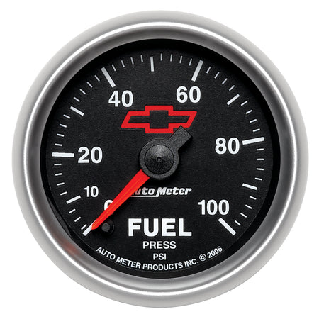 AutoMeter 3663-00406 - GAGE, FUEL PRSSURE, 2 1/16", 100PSI, DIGTL STPPR MTR, CHEVY RED BOWTIE, BLACK 3
