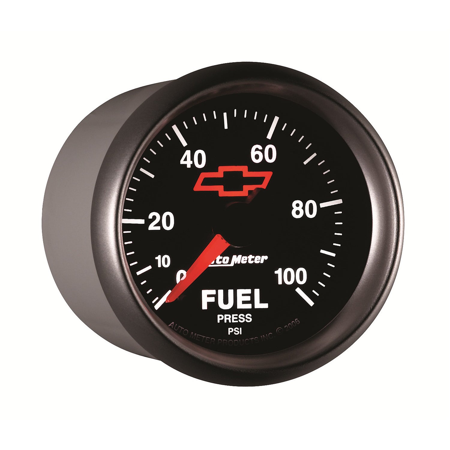 AutoMeter 3663-00406 - GAGE, FUEL PRSSURE, 2 1/16", 100PSI, DIGTL STPPR MTR, CHEVY RED BOWTIE, BLACK 5
