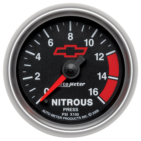 AutoMeter 3674-00406 - GAGE, NTROUS PRSSURE, 2 1/16", 1600PSI, DIGTL STPPR MTR, CHEVY RED BOWTIE, BLACK 3