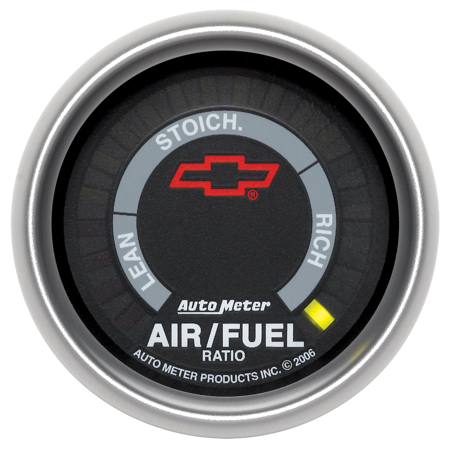 AutoMeter 3675-00406 - GAGE, A/F RATIO-NRRWBND, 2 1/16", LEAN-RICH, LED ARRY, CHEVY RED BOWTIE, BLACK 3