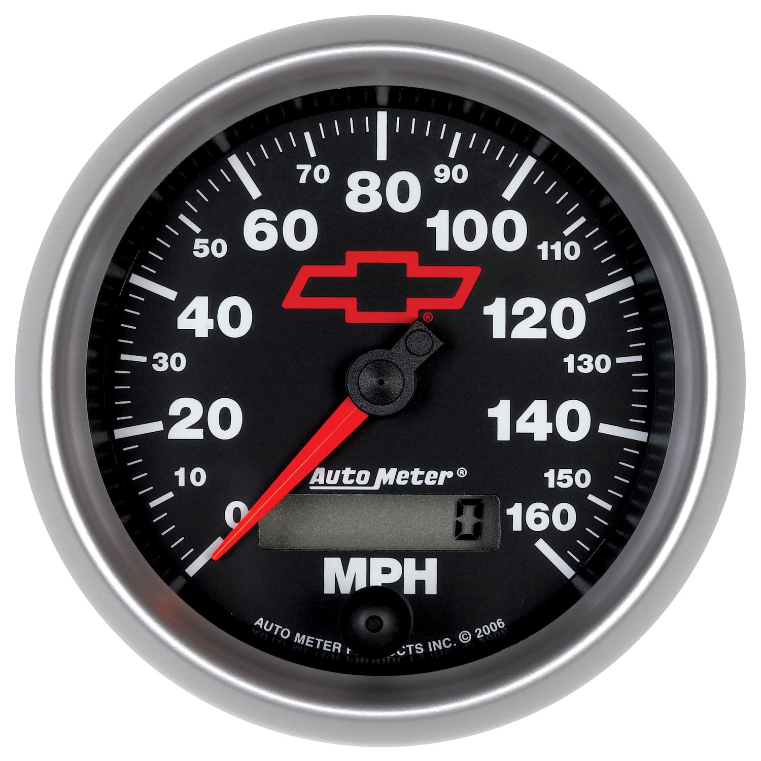 AutoMeter 3688-00406 - GAUGE, SPEEDOMETER, 3 3/8", 160MPH, ELEC. PROGRAMMABLE, CHEVY RED BOWTIE, BLACK 3