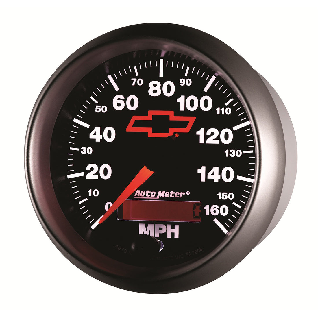 AutoMeter 3688-00406 - GAUGE, SPEEDOMETER, 3 3/8", 160MPH, ELEC. PROGRAMMABLE, CHEVY RED BOWTIE, BLACK 5