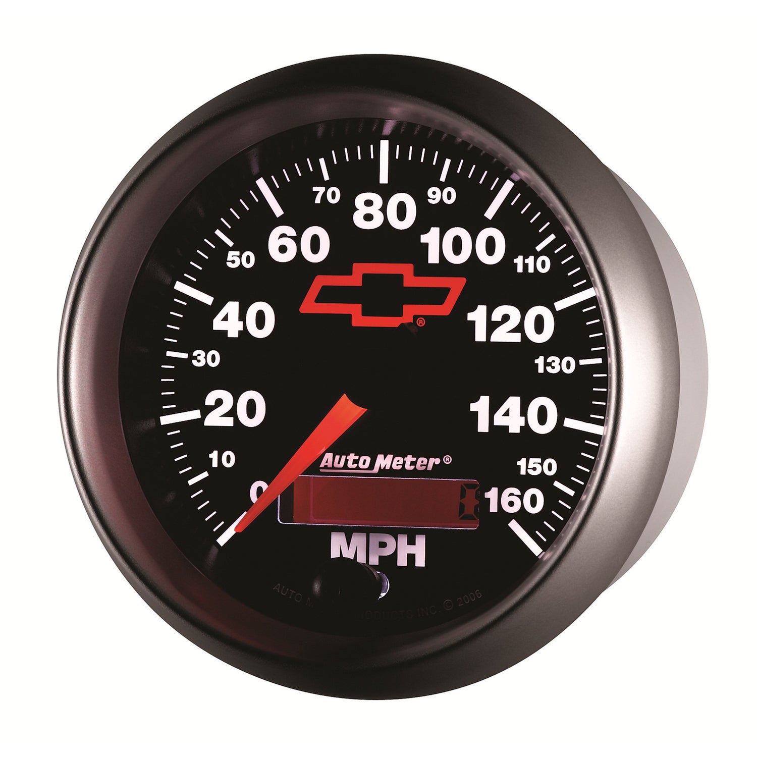 AutoMeter 3688-00406 - GAUGE, SPEEDOMETER, 3 3/8", 160MPH, ELEC. PROGRAMMABLE, CHEVY RED BOWTIE, BLACK 5
