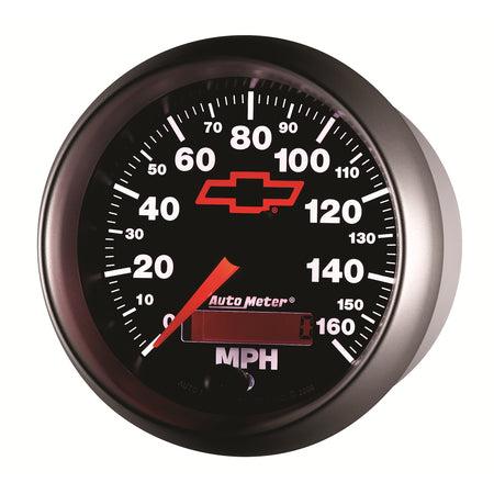 AutoMeter 3688-00406 - GAUGE, SPEEDOMETER, 3 3/8", 160MPH, ELEC. PROGRAMMABLE, CHEVY RED BOWTIE, BLACK 5