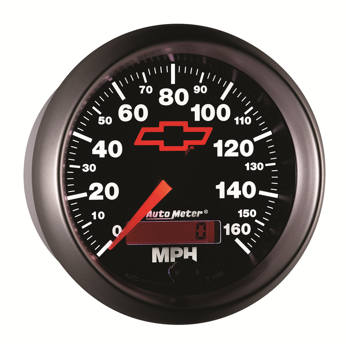AutoMeter 3688-00406 - GAUGE, SPEEDOMETER, 3 3/8", 160MPH, ELEC. PROGRAMMABLE, CHEVY RED BOWTIE, BLACK 8