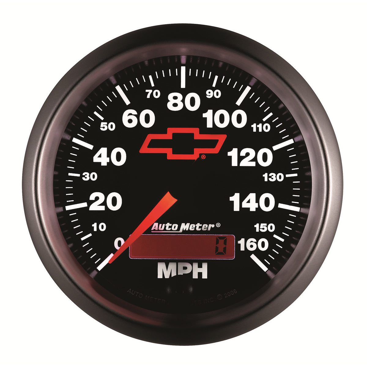 AutoMeter 3688-00406 - GAUGE, SPEEDOMETER, 3 3/8", 160MPH, ELEC. PROGRAMMABLE, CHEVY RED BOWTIE, BLACK 6
