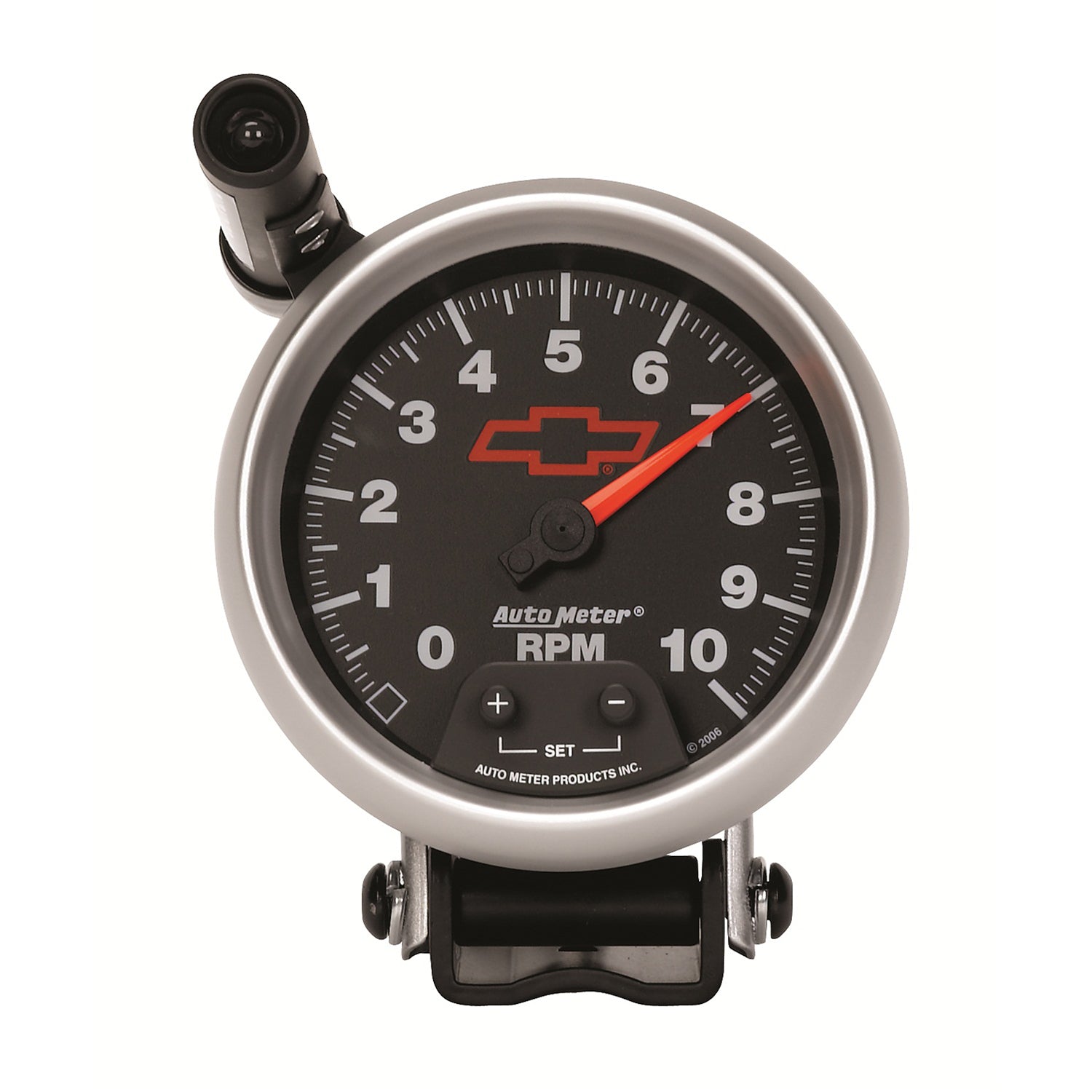 AutoMeter 3690-00406 - GAGE, TACH, 3 3/4", 10K RPM, PED W/ EXT. QUICK-LITE, CHEVY RED BOWTIE, BLACK 5