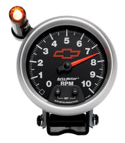 AutoMeter 3690-00406 - GAGE, TACH, 3 3/4", 10K RPM, PED W/ EXT. QUICK-LITE, CHEVY RED BOWTIE, BLACK 3