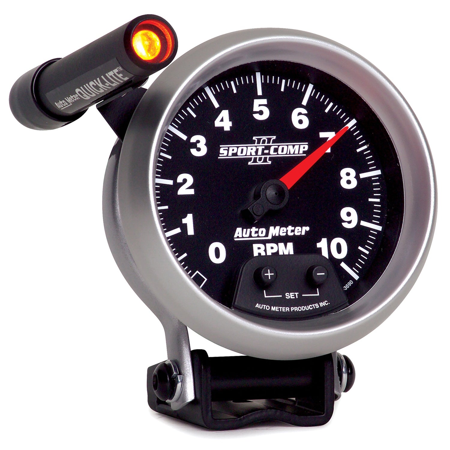 AutoMeter 3690 - GAUGE, TACHOMETER, 3 3/4", 10K RPM, PEDESTAL W/ EXT. QUICK-LITE, SPORT-COMP II 5