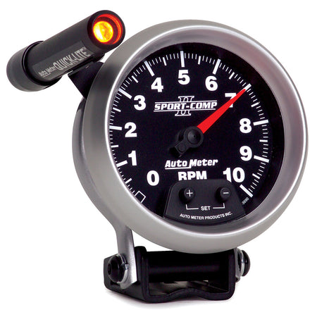 AutoMeter 3690 - GAUGE, TACHOMETER, 3 3/4", 10K RPM, PEDESTAL W/ EXT. QUICK-LITE, SPORT-COMP II 5