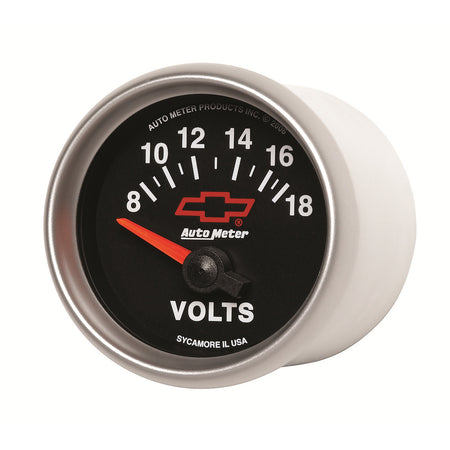 AutoMeter 3692-00406 - GAUGE, VOLTMETER, 2 1/16", 18V, ELECTRIC, CHEVY RED BOWTIE, BLACK 4