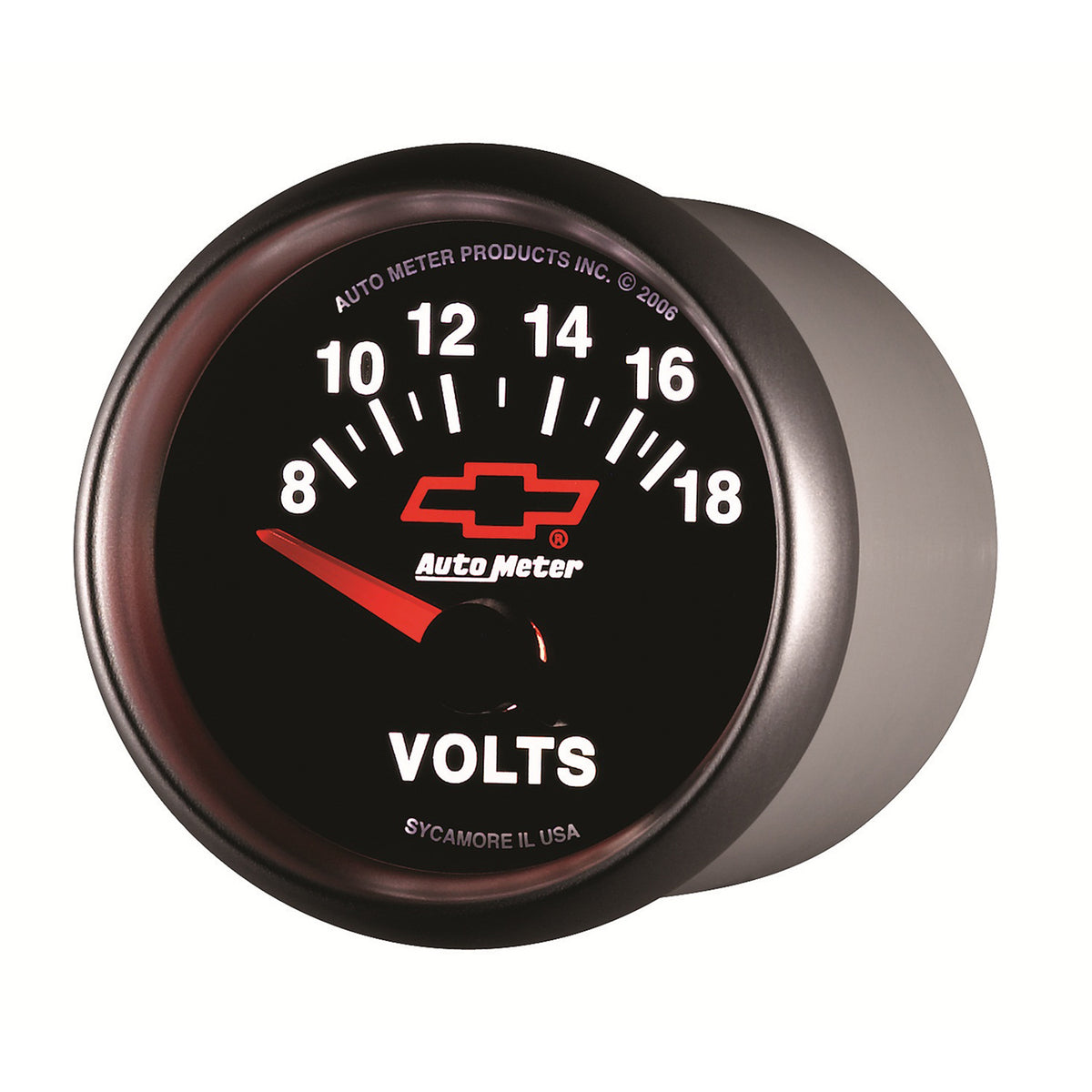 AutoMeter 3692-00406 - GAUGE, VOLTMETER, 2 1/16", 18V, ELECTRIC, CHEVY RED BOWTIE, BLACK 5