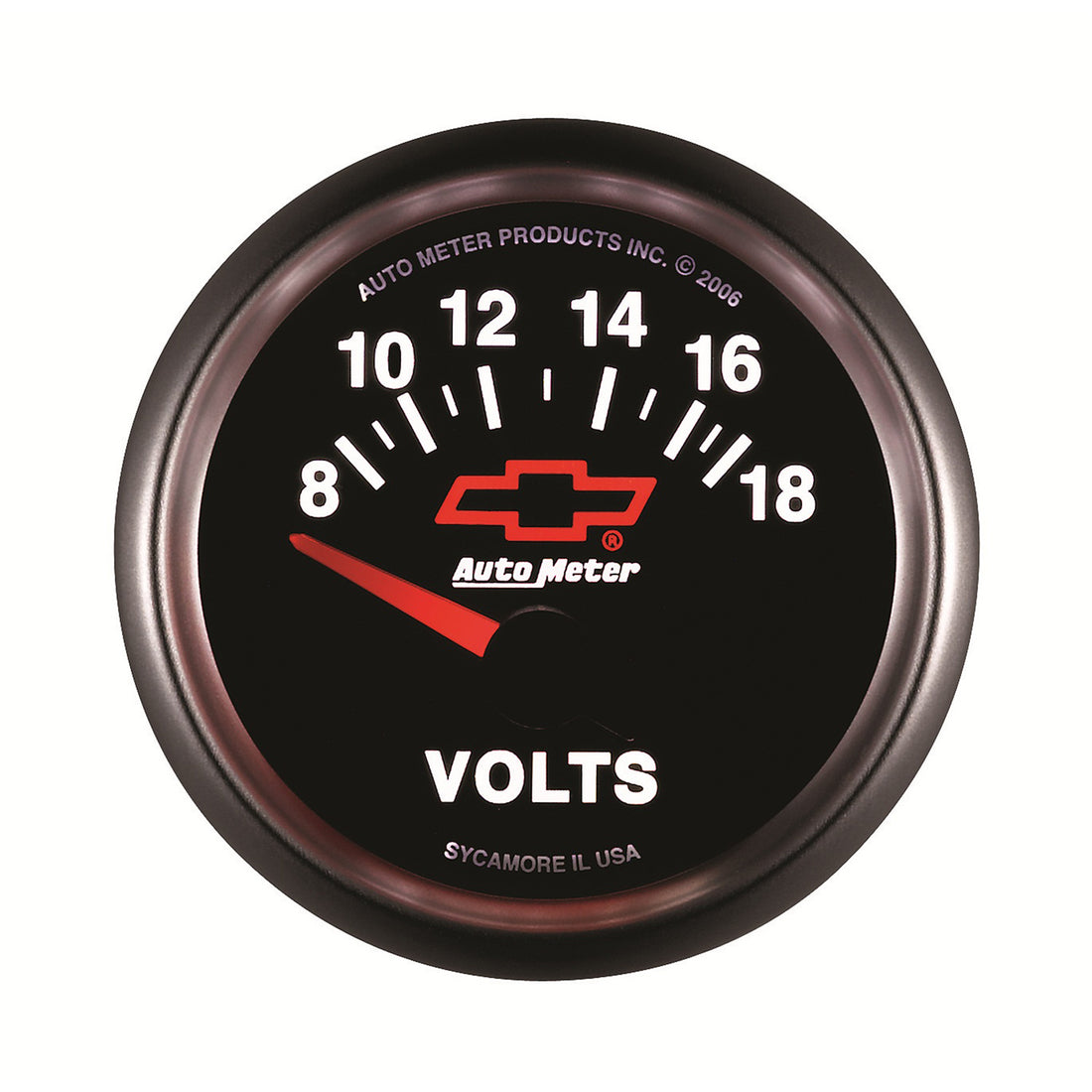 AutoMeter 3692-00406 - GAUGE, VOLTMETER, 2 1/16", 18V, ELECTRIC, CHEVY RED BOWTIE, BLACK 6
