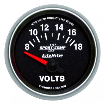 AutoMeter 3692 - GAUGE, VOLTMETER, 2 1/16", 18V, ELECTRIC, SPORT-COMP II 4