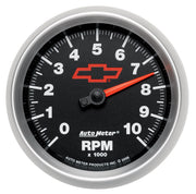 AutoMeter 3697-00406 - GAUGE, TACHOMETER, 3 3/8", 10K RPM, IN-DASH, CHEVY RED BOWTIE, BLACK 3