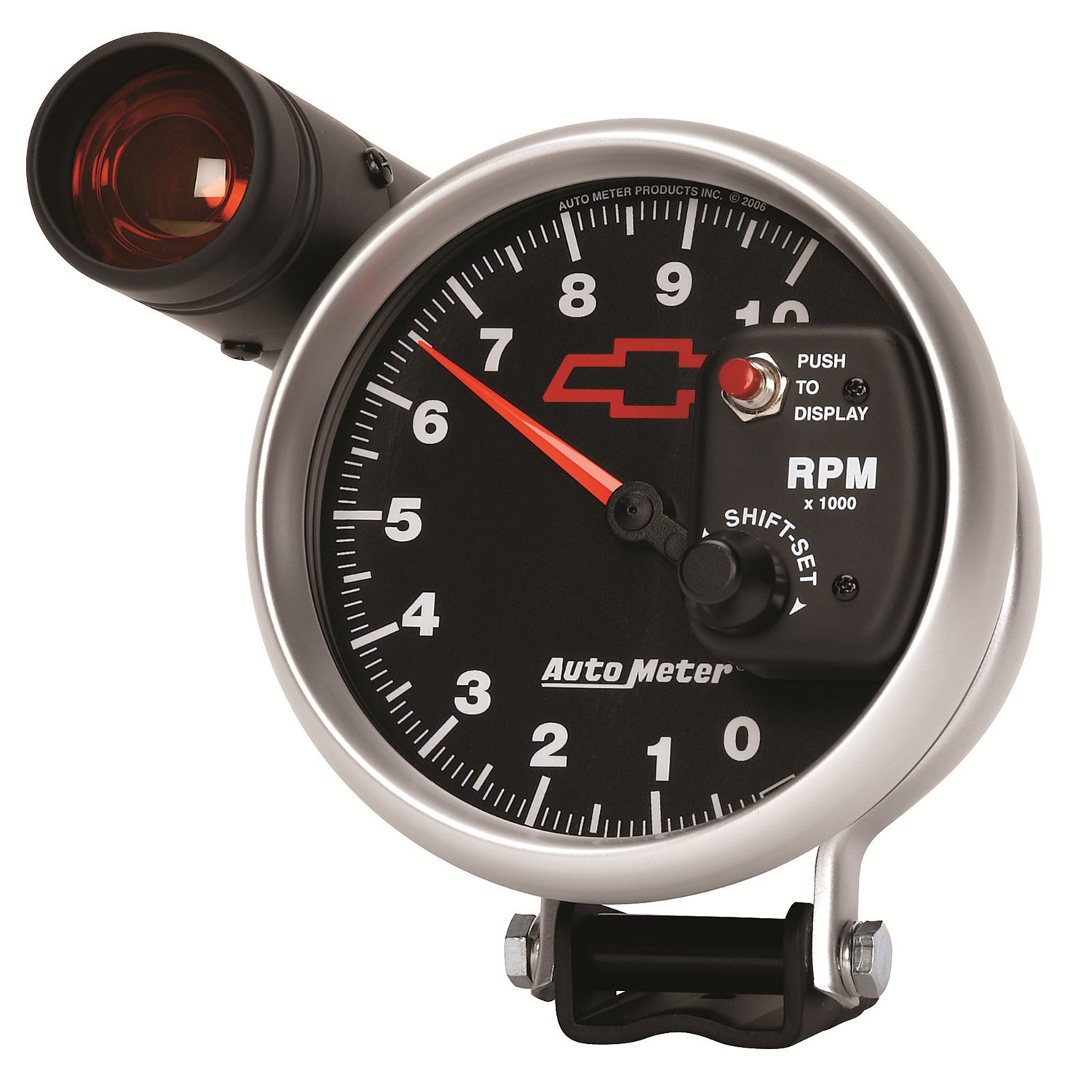 AutoMeter 3699-00406 - GAGE, TACH, 5", 10K RPM, PED W/ EXT. SHIFT-LITE, CHEVY RED BOWTIE, BLACK 4