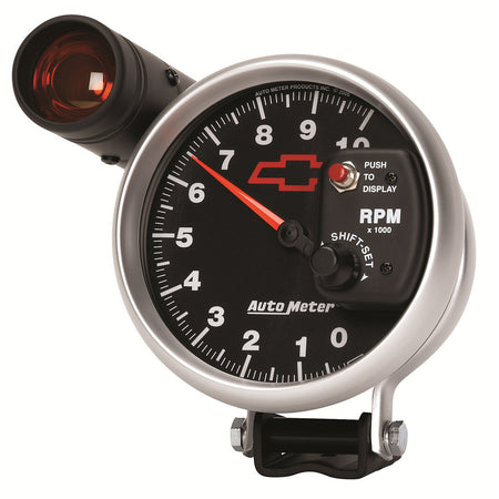 AutoMeter 3699-00406 - GAGE, TACH, 5", 10K RPM, PED W/ EXT. SHIFT-LITE, CHEVY RED BOWTIE, BLACK 4