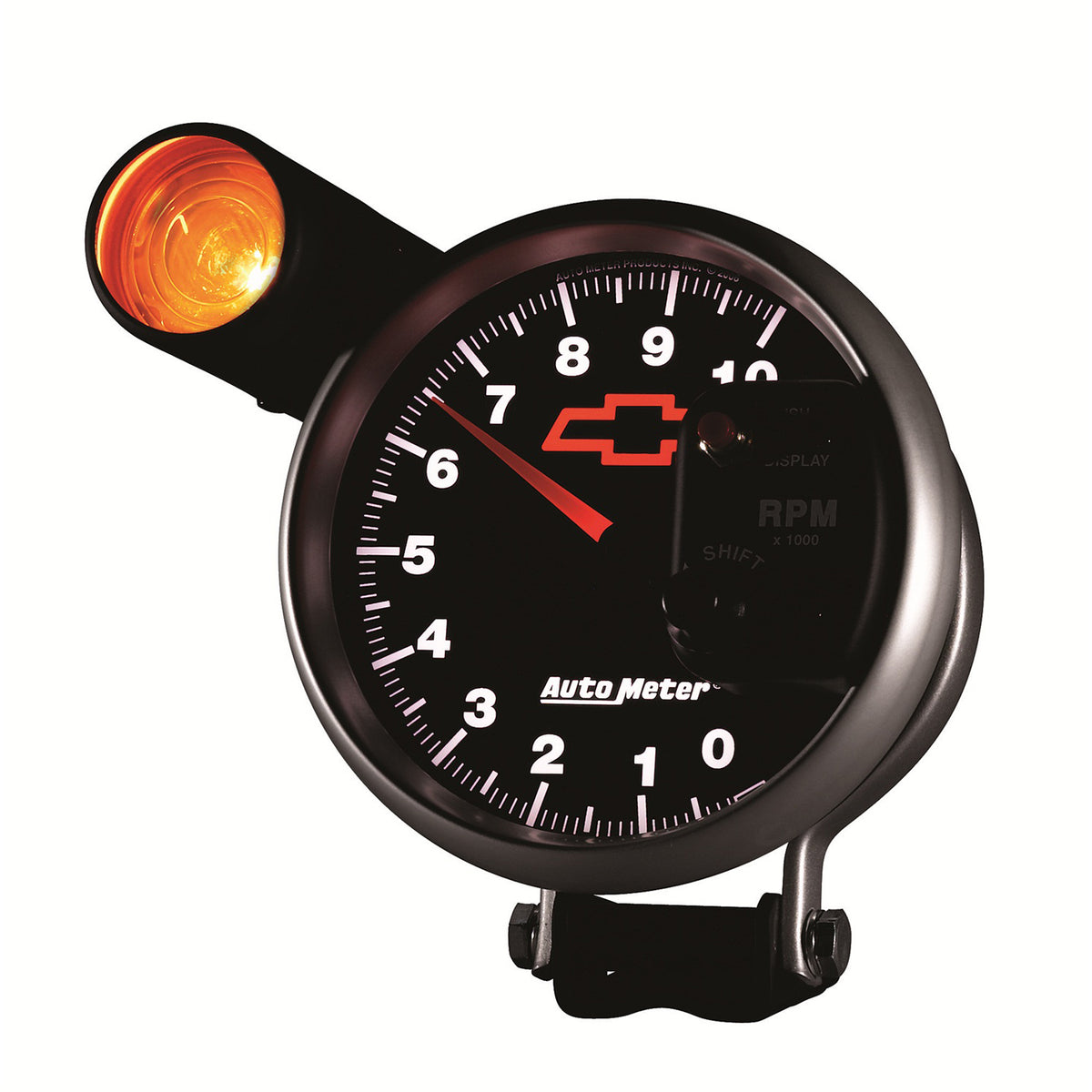 AutoMeter 3699-00406 - GAGE, TACH, 5", 10K RPM, PED W/ EXT. SHIFT-LITE, CHEVY RED BOWTIE, BLACK 5