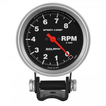 AutoMeter 3708 - GAUGE, TACHOMETER, 2 5/8", 8K RPM, PEDESTAL, SPORT-COMP 5