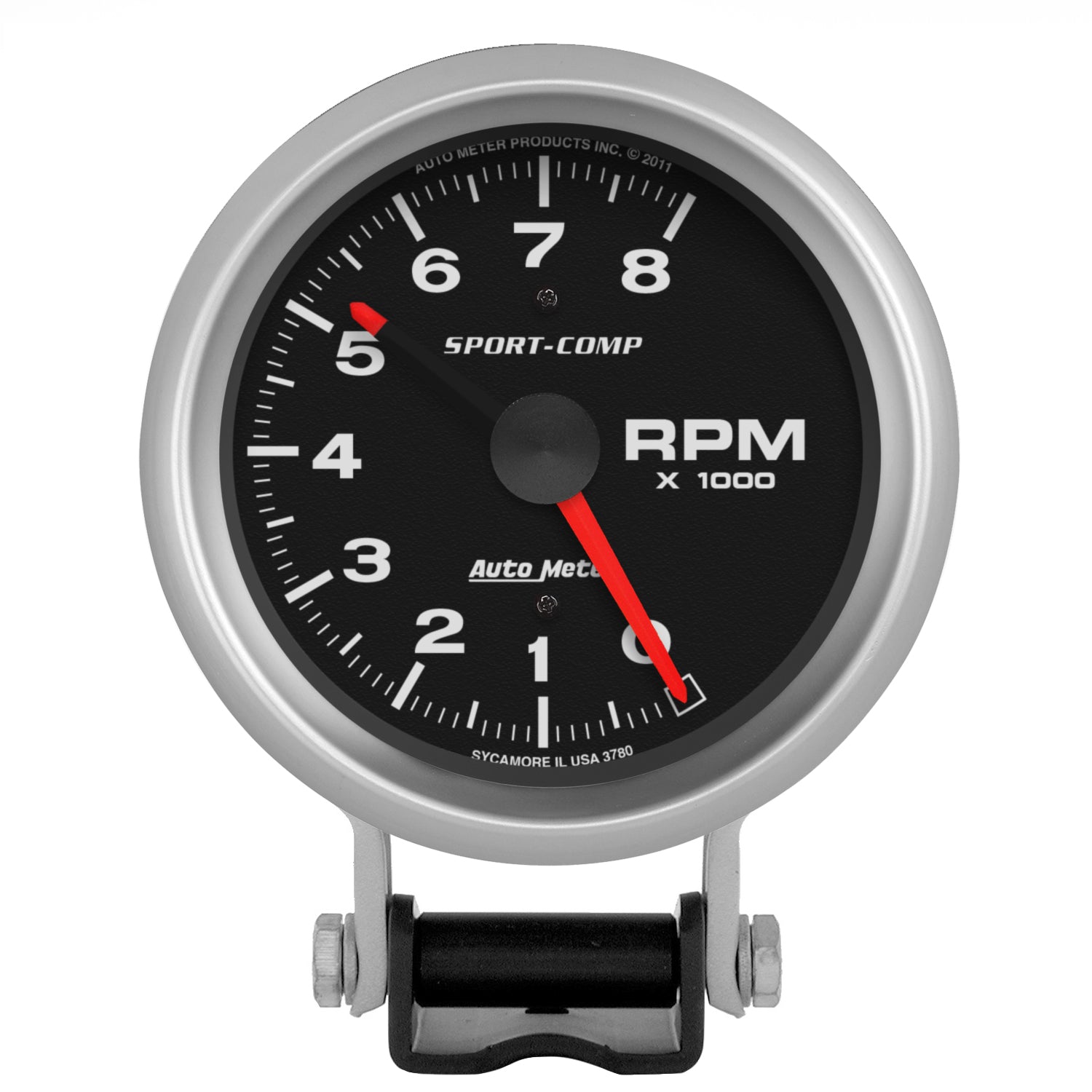 AutoMeter 3780 - GAUGE, TACHOMETER, 3 3/4", 8K RPM, PEDESTAL W/ RED LINE, SPORT-COMP 3