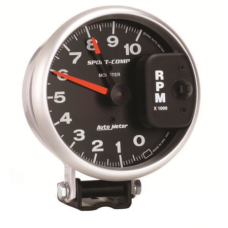 AutoMeter 3900 - GAUGE, TACHOMETER, 5", 10K RPM, PEDESTAL W/ RED LINE, SPORT-COMP 4
