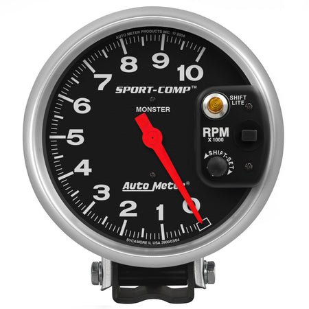 AutoMeter 3903 - GAUGE, TACHOMETER, 5", 10K RPM, PEDESTAL W/ INT. SHIFT-LITE, SPORT-COMP 3