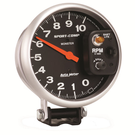 AutoMeter 3903 - GAUGE, TACHOMETER, 5", 10K RPM, PEDESTAL W/ INT. SHIFT-LITE, SPORT-COMP 4
