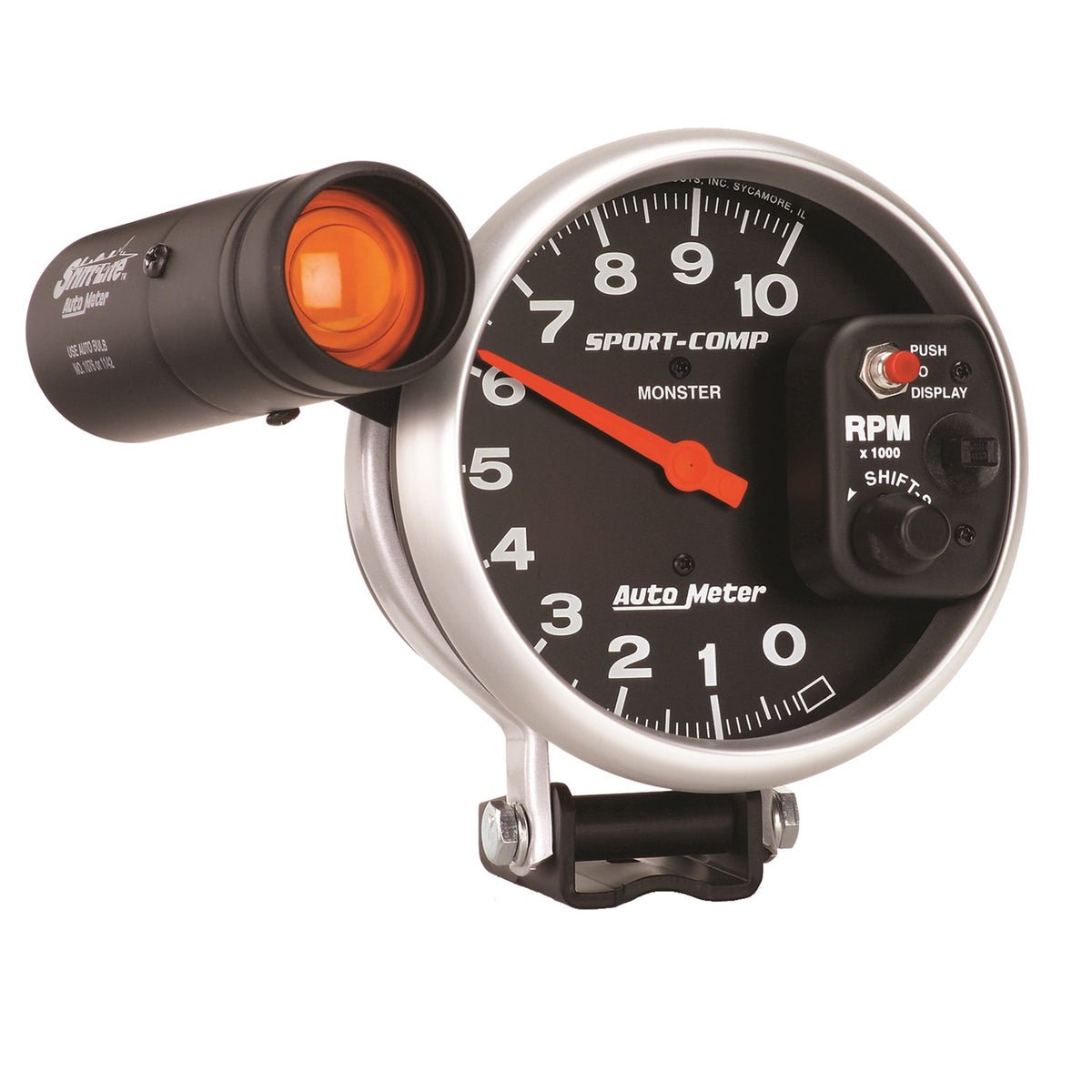 AutoMeter 3904 - GAUGE, TACHOMETER, 5", 10K RPM, PEDESTAL W/ EXT. SHIFT-LITE, SPORT-COMP 4