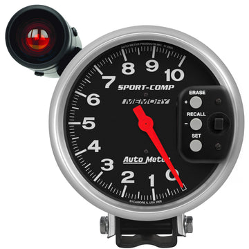 AutoMeter 3906 - GAUGE, TACH, 5", 10K RPM, PEDESTAL W/ EXT. SHIFT-LITE & MEMORY, SPORT-COMP 3
