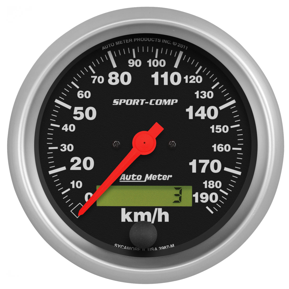 AutoMeter 3987-M - GAUGE, SPEEDOMETER, 3 3/8", 190KM/H, ELEC. PROG. W/ LCD ODO, SPORT-COMP 3
