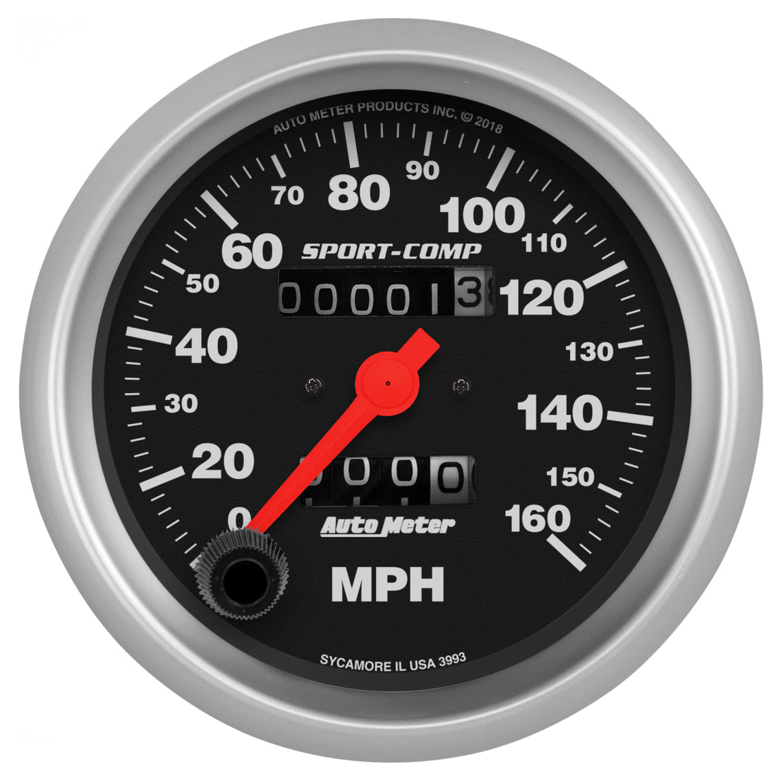 AutoMeter 3993 - GAUGE, SPEEDOMETER, 3 3/8", 160MPH, MECHANICAL, SPORT-COMP
