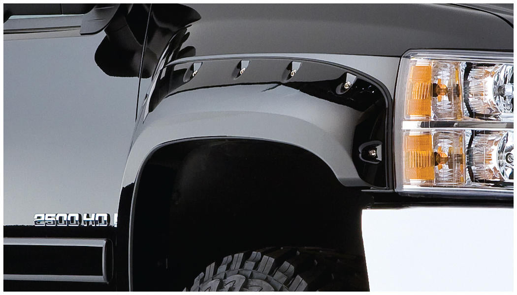 Bushwacker 40087-02 Black Pocket/Rivet Style Smooth Finish Front Fender Flares