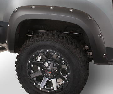 Bushwacker 40102-02 - Black Pocket/Rivet Style Smooth Finish Rear Fender Flares For 19-26 GMC Sierra 1500 Bushwacker