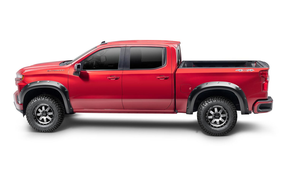 Bushwacker 40106-02 - Black Pocket/Rivet Style Smooth Finish Rear Fender Flares For 2019-2026 Chevrolet Silverado 1500 Bushwacker 2