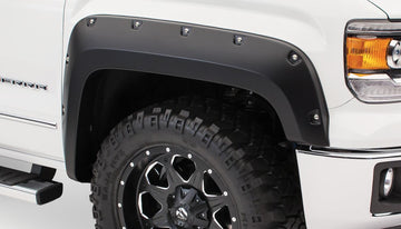 Bushwacker 40121-02 - Black Pocket/Rivet Style Smooth Finish Front Fender Flares For 2014-2018 GMC Sierra 1500 Bushwacker 1