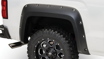Bushwacker 40122-02 - Black Pocket/Rivet Style Smooth Finish Rear Fender Flares For 2014-2018 Sierra 1500 (Incl Limited) 2015-2018 Sierra 2500 Hd/3500 Hd (Excludes Dually) Bushwacker 1