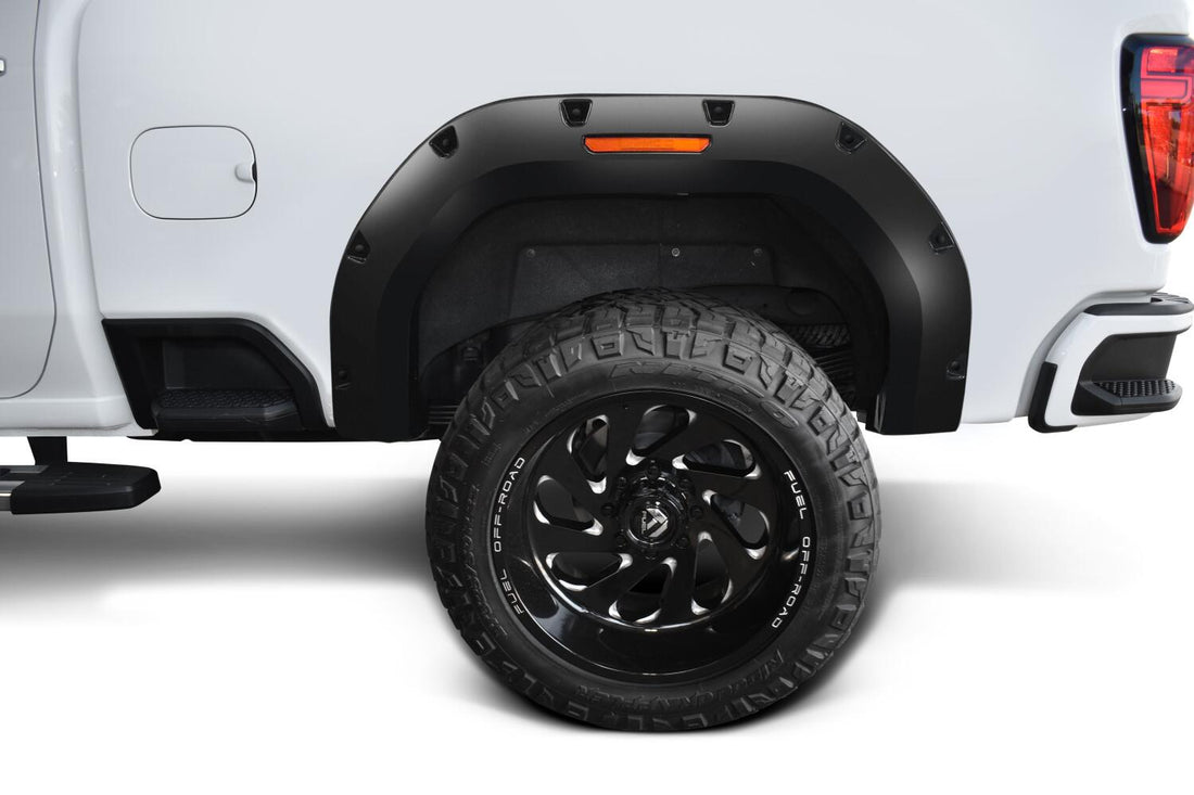 Bushwacker 40158-02 - Black Pocket/Rivet Style Smooth Finish Rear Fender Flares For 2020-2026 GMC Sierra 2500/3500 Bushwacker