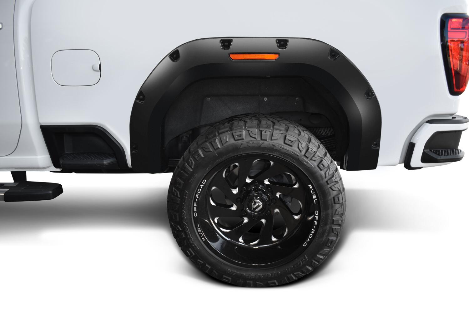 Bushwacker 40158-02 - Black Pocket/Rivet Style Smooth Finish Rear Fender Flares For 2020-2026 GMC Sierra 2500/3500 Bushwacker