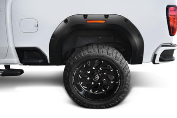 Bushwacker 40158-02 - Black Pocket/Rivet Style Smooth Finish Rear Fender Flares For 2020-2026 GMC Sierra 2500/3500 Bushwacker