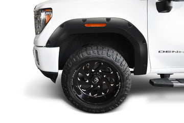 Bushwacker 40165-02 - Black Pocket/Rivet Style Smooth Finish Front Fender Flares For 2020-2026 GMC Sierra 2500/3500 Bushwacker
