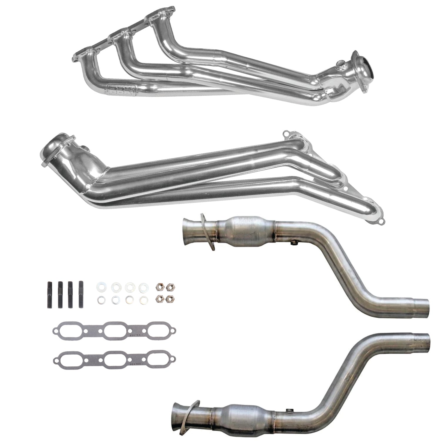 BBK Performance Parts 40553 - 05-10 DODGE CHALL/CHAR V6 1-5/8 LONG TUBE HEADERS PLUS MID PIPE (SILVER CERAMIC) 1