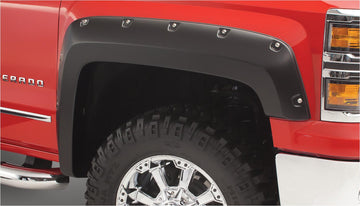 Bushwacker 40909-02 - Black Pocket/Rivet Style Smooth Finish 4-Piece Fender Flare Set For 19-26 GMC Sierra 1500 Bushwacker