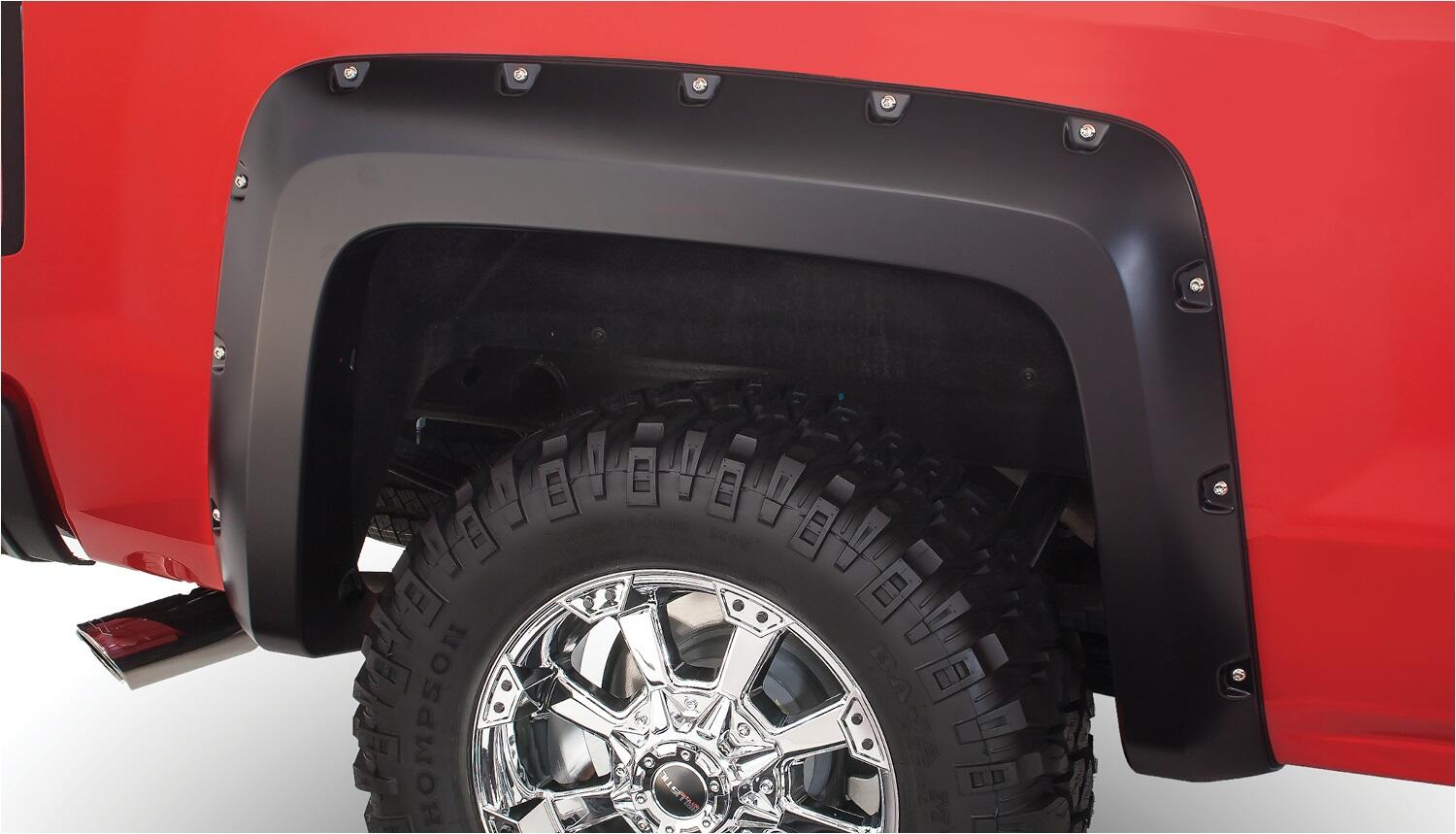 Bushwacker 40959-02 - Black Pocket/Rivet Style Smooth Finish 4-Piece Fender Flare Set For 2014-2018 Chevrolet Silverado 1500 Fits 69.3 Inch Bed Bushwacker 5