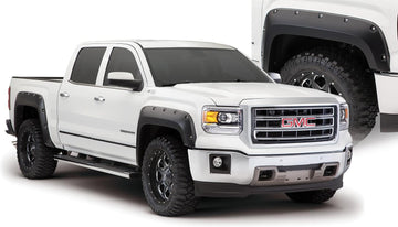 Bushwacker 40960-02 - Black Pocket/Rivet Style Smooth Finish 4-Piece Fender Flare Set For 2014-2015 GMC Sierra 1500 Bushwacker 1