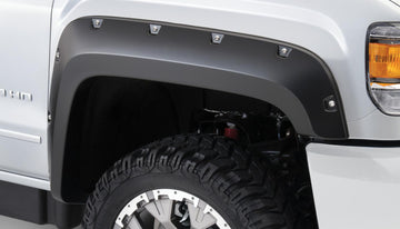 Bushwacker 40967-02 - Black Pocket/Rivet Style Smooth Finish 4-Piece Fender Flare Set For 2015-2019 GMC Sierra 2500 Hd/3500 Hd Bushwacker 1